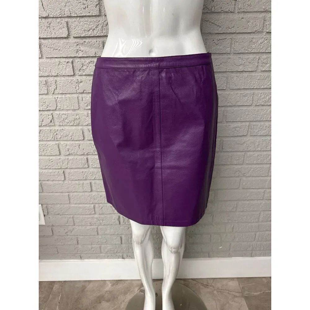 Vtg Newport News Women Purple Leather Mini Skirt Size 10